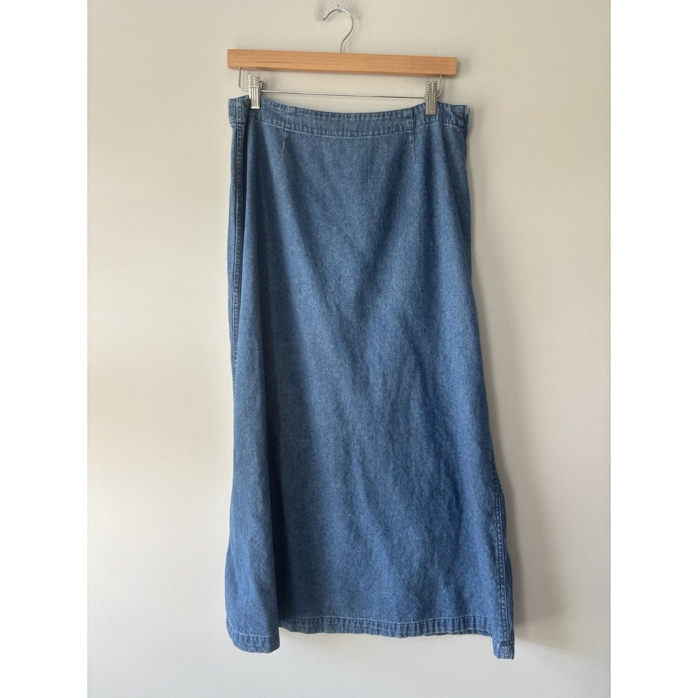 Vintage Elements 90s Denim Maxi Fit‎ & Flare 100% Cotton Skirt Size 12 Y2K Boho